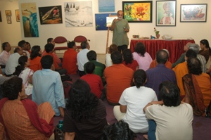 Shrikant Jadhav having a dialogue with audience at Artfest 09, Indiaart Gallery